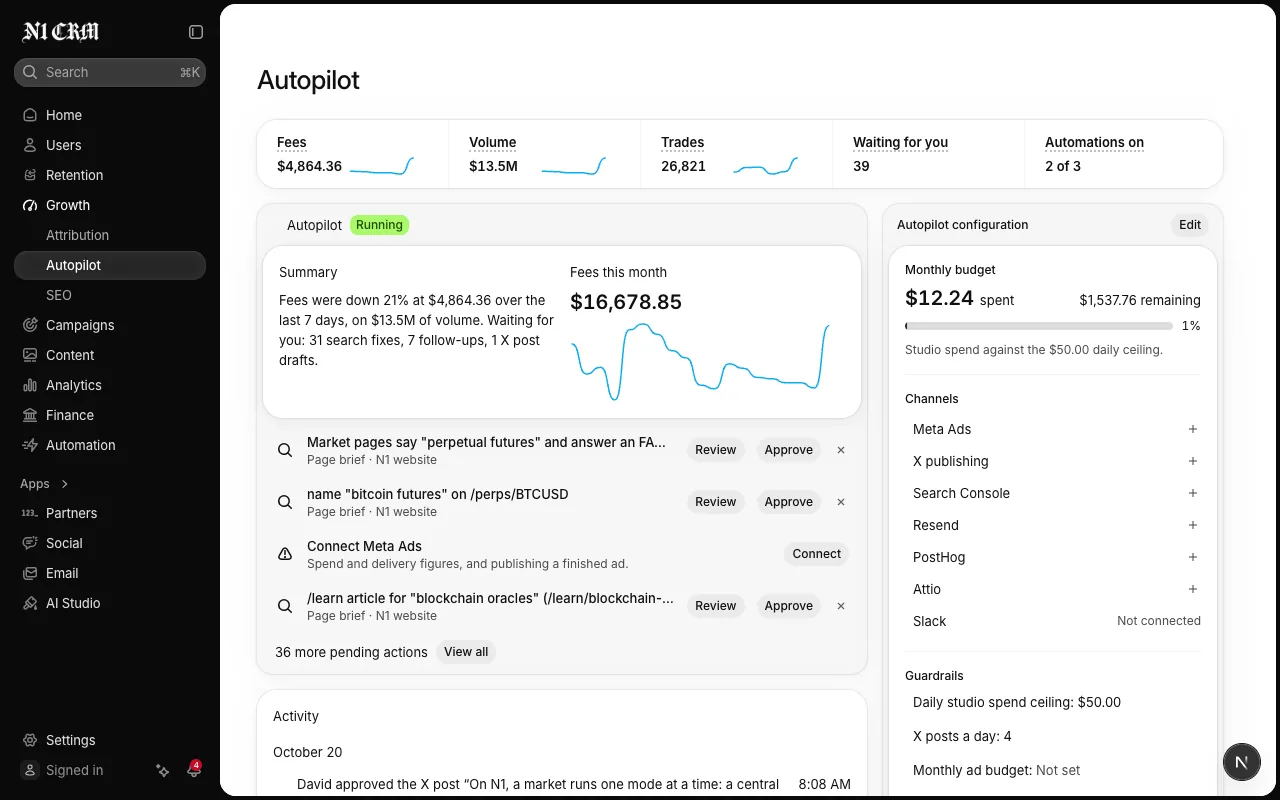 Autopilot: what the automations propose, waiting on a person to approve